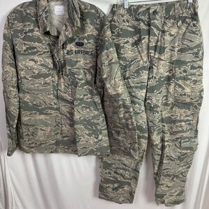 Air Force BDU Cargo Pants 32L & Shirt 38L Tiger Camo Men’s Trousers US Military
